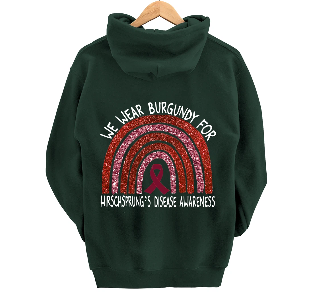 We Wear Burgundy For Hirschsprung’s Disease Rainbow Pullover Hoodie