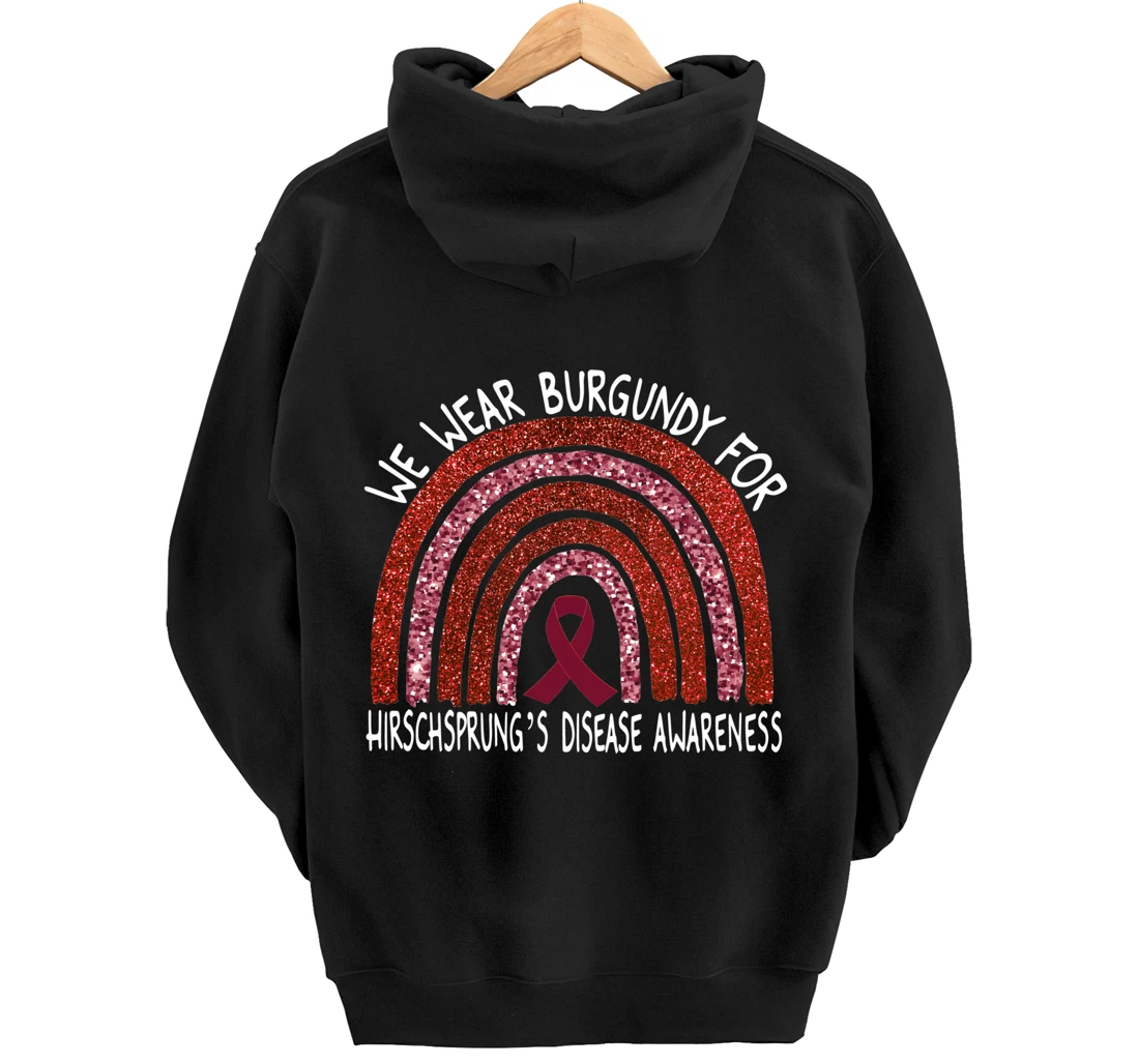 We Wear Burgundy For Hirschsprung’s Disease Rainbow Pullover Hoodie