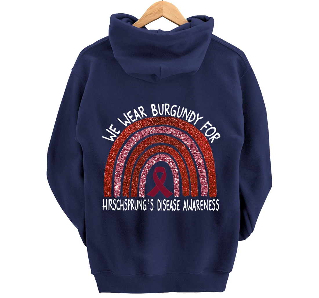 We Wear Burgundy For Hirschsprung’s Disease Rainbow Pullover Hoodie