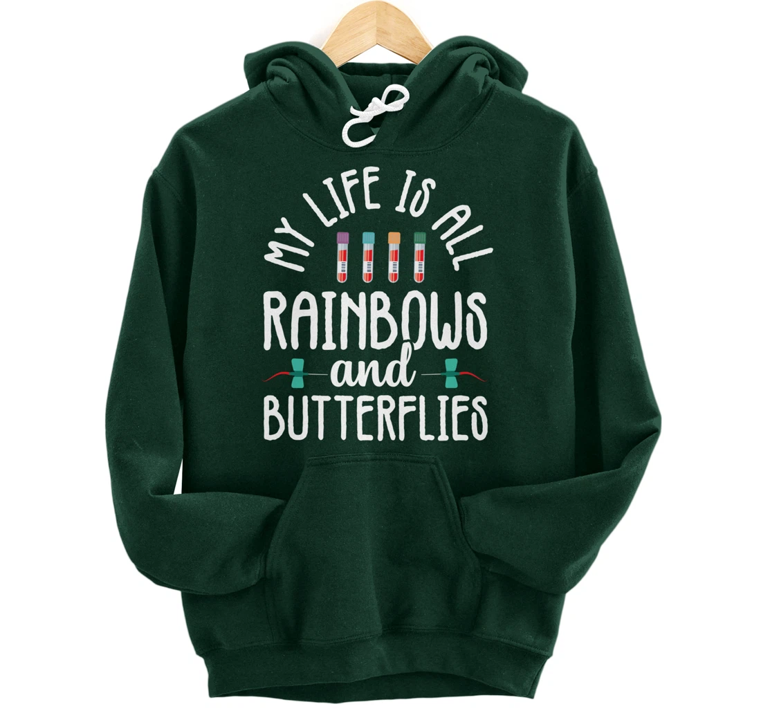Rainbow Butterflies Phlebotomist Phlebotomy technician Nurse Pullover Hoodie