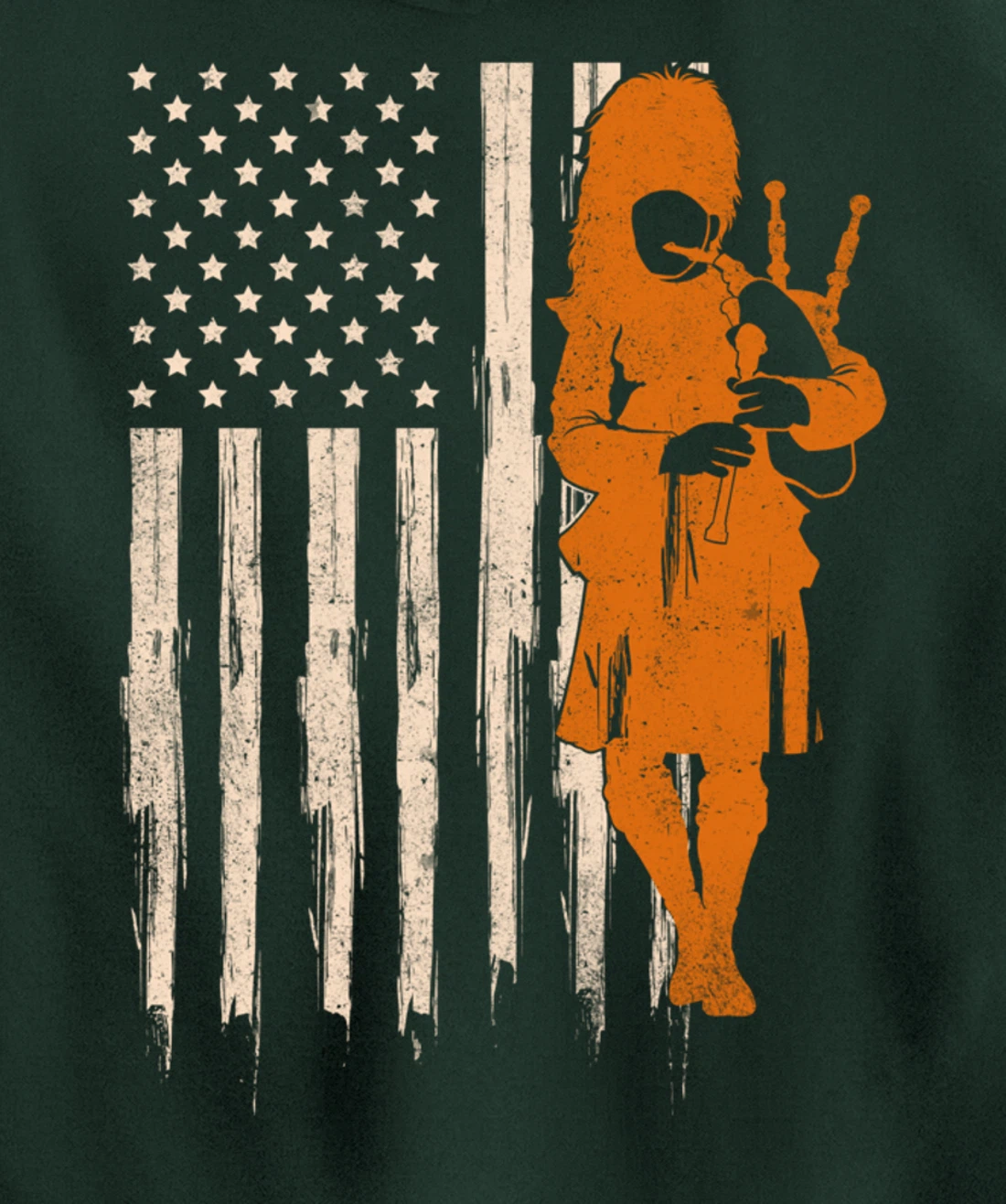 Funny USA Flag Bagpipe Scottish Bagpiper Gift Bagpipes Pullover Hoodie