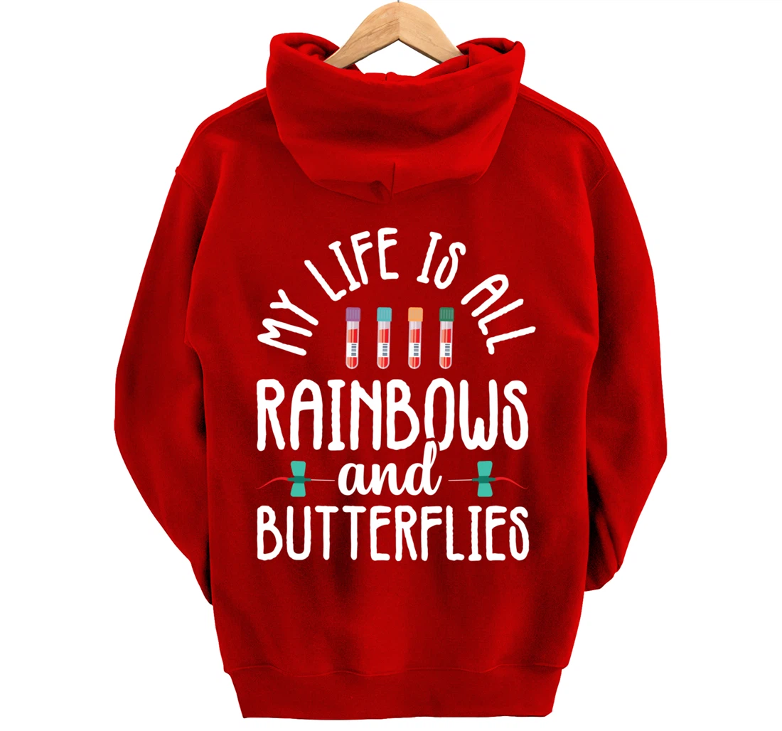 Rainbow Butterflies Phlebotomist Phlebotomy technician Nurse Pullover Hoodie