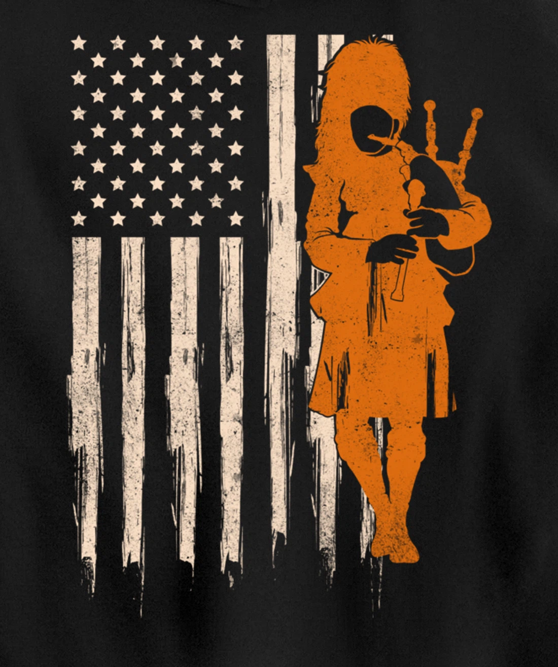 Funny USA Flag Bagpipe Scottish Bagpiper Gift Bagpipes Pullover Hoodie