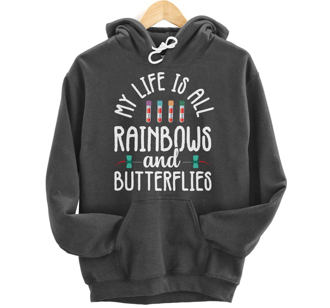 Rainbow Butterflies Phlebotomist Phlebotomy technician Nurse Pullover Hoodie
