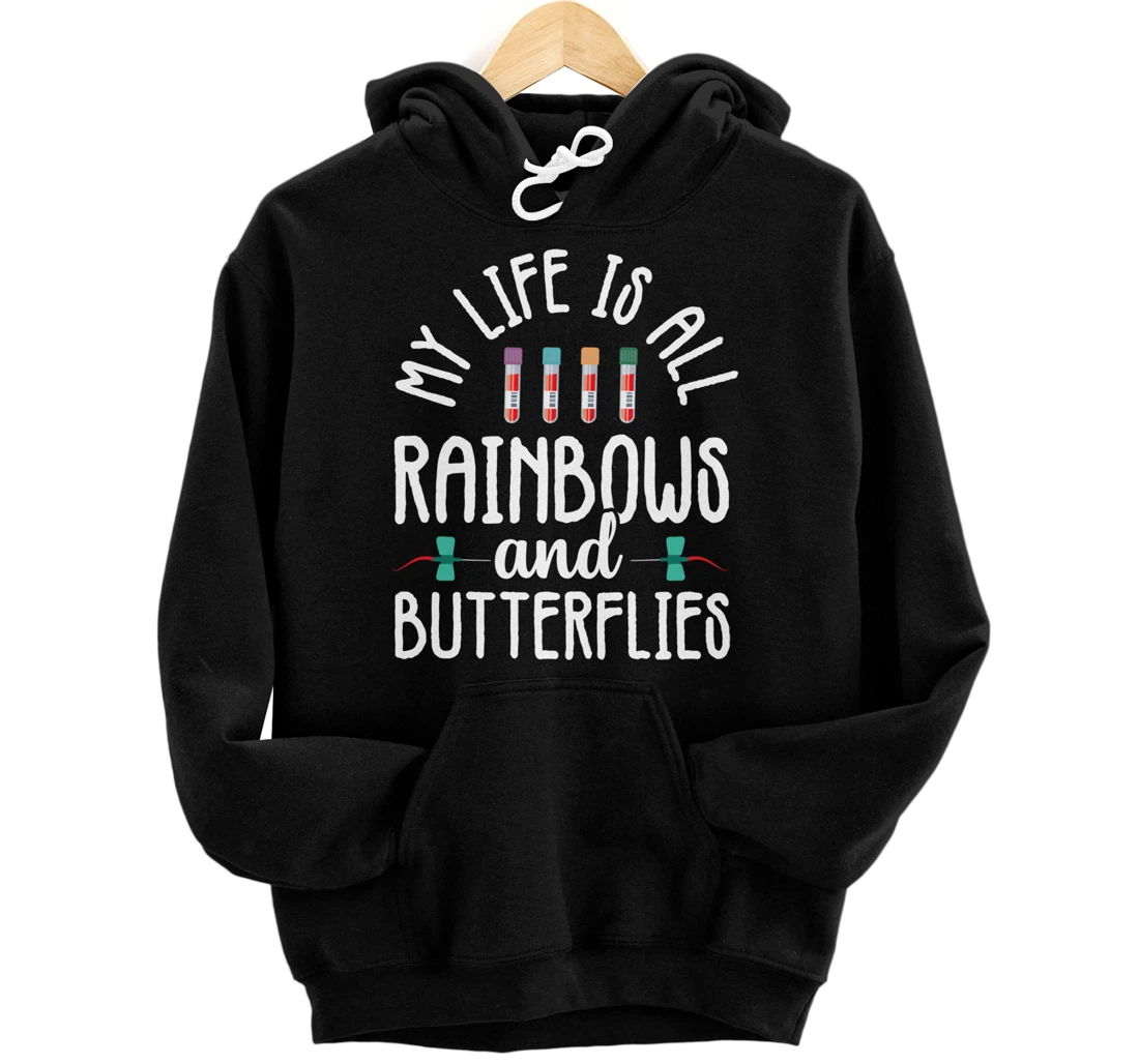 Rainbow Butterflies Phlebotomist Phlebotomy technician Nurse Pullover Hoodie