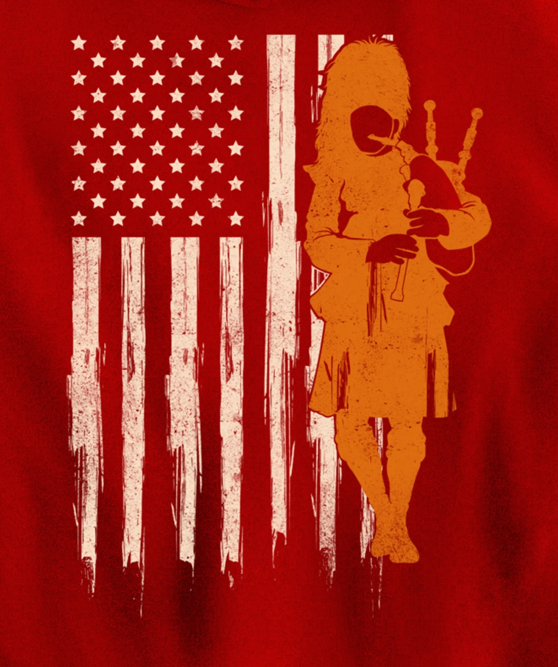 Funny USA Flag Bagpipe Scottish Bagpiper Gift Bagpipes Pullover Hoodie