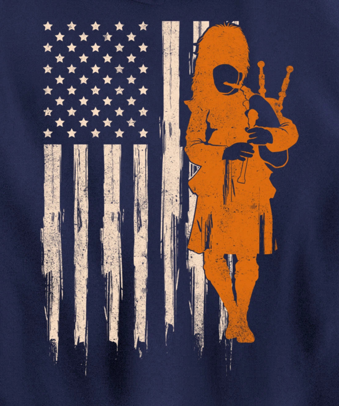 Funny USA Flag Bagpipe Scottish Bagpiper Gift Bagpipes Pullover Hoodie