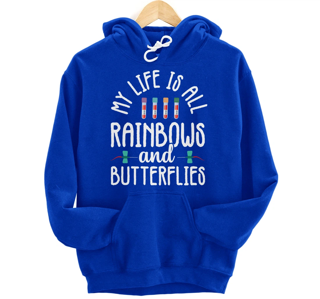 Rainbow Butterflies Phlebotomist Phlebotomy technician Nurse Pullover Hoodie
