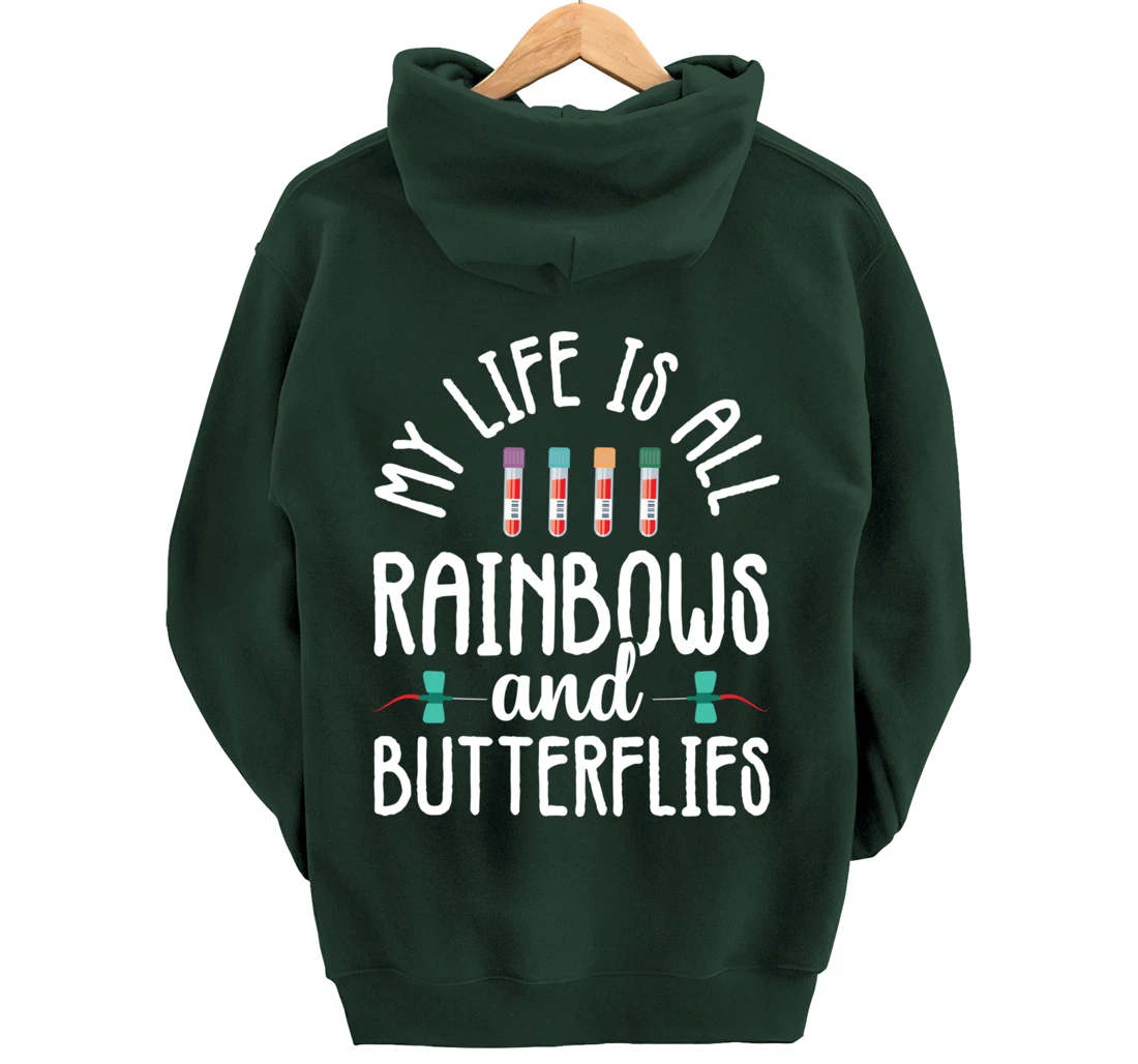 Rainbow Butterflies Phlebotomist Phlebotomy technician Nurse Pullover Hoodie
