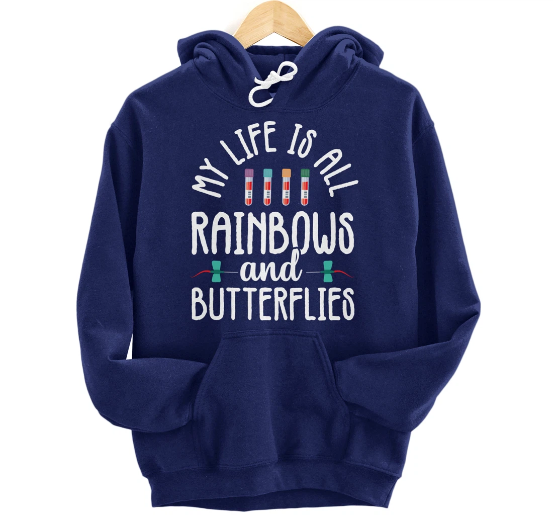 Rainbow Butterflies Phlebotomist Phlebotomy technician Nurse Pullover Hoodie