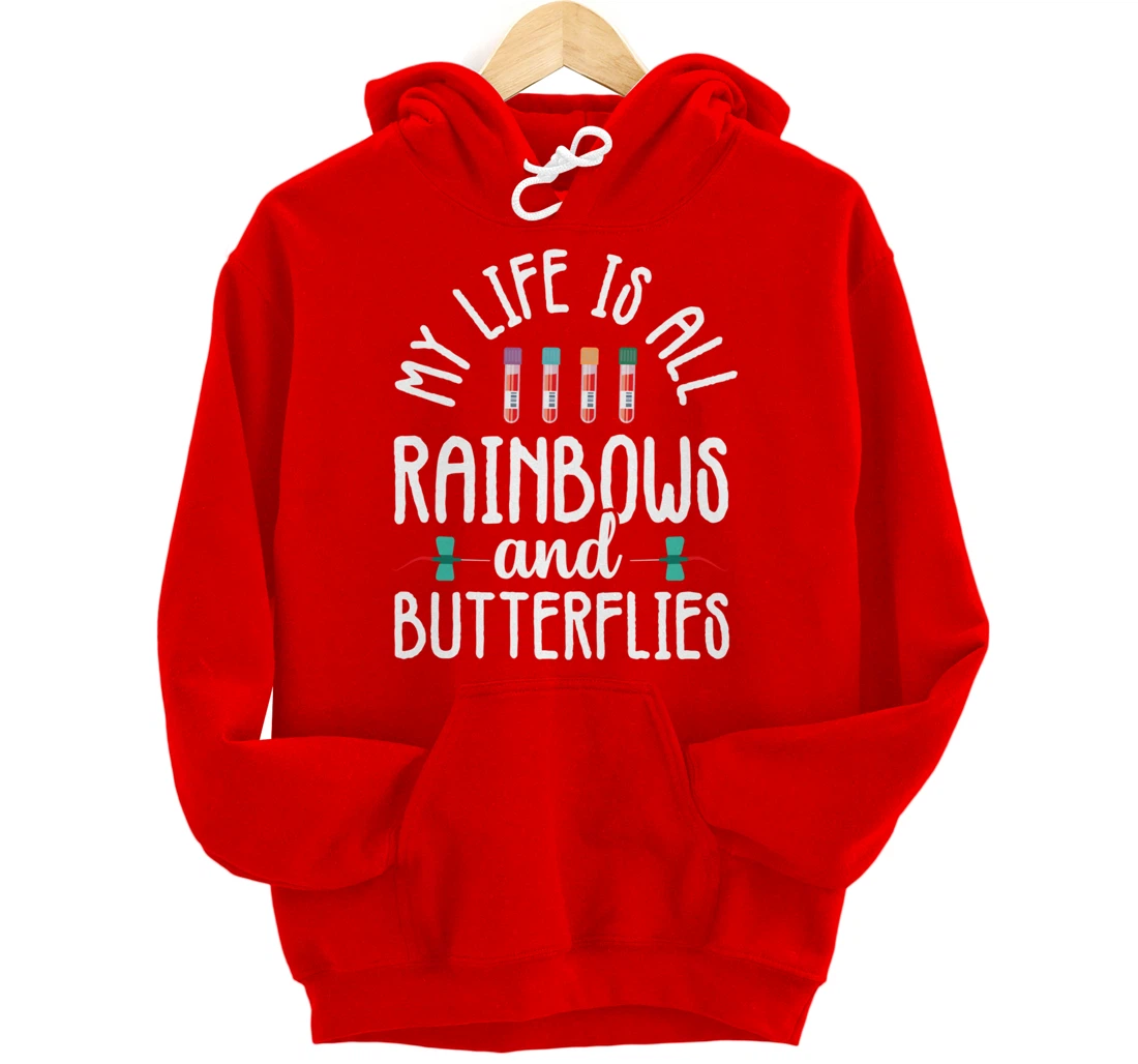 Rainbow Butterflies Phlebotomist Phlebotomy technician Nurse Pullover Hoodie