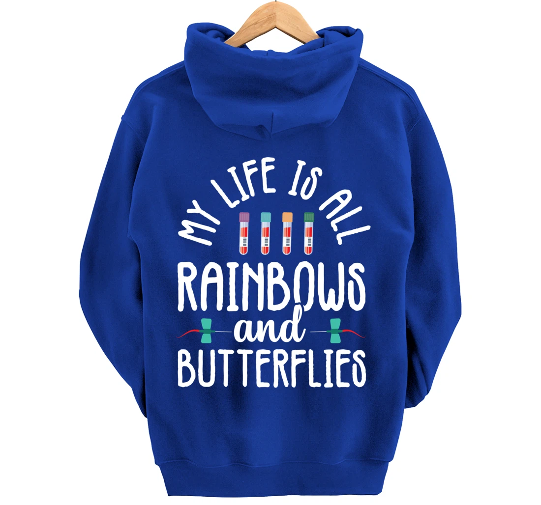 Rainbow Butterflies Phlebotomist Phlebotomy technician Nurse Pullover Hoodie