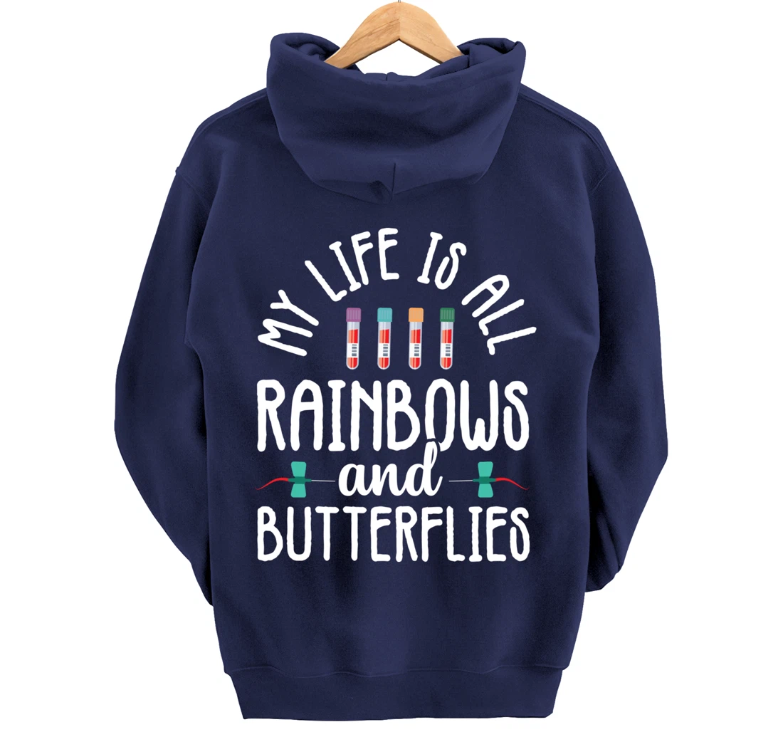 Rainbow Butterflies Phlebotomist Phlebotomy technician Nurse Pullover Hoodie