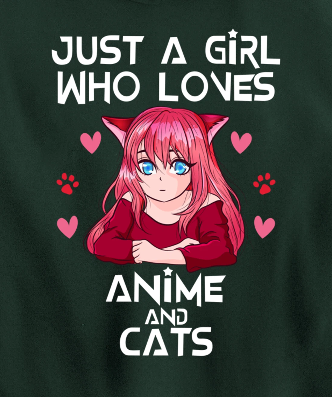 Anime and Cats - Just a Girl Who Loves Anime Pullover Hoodie