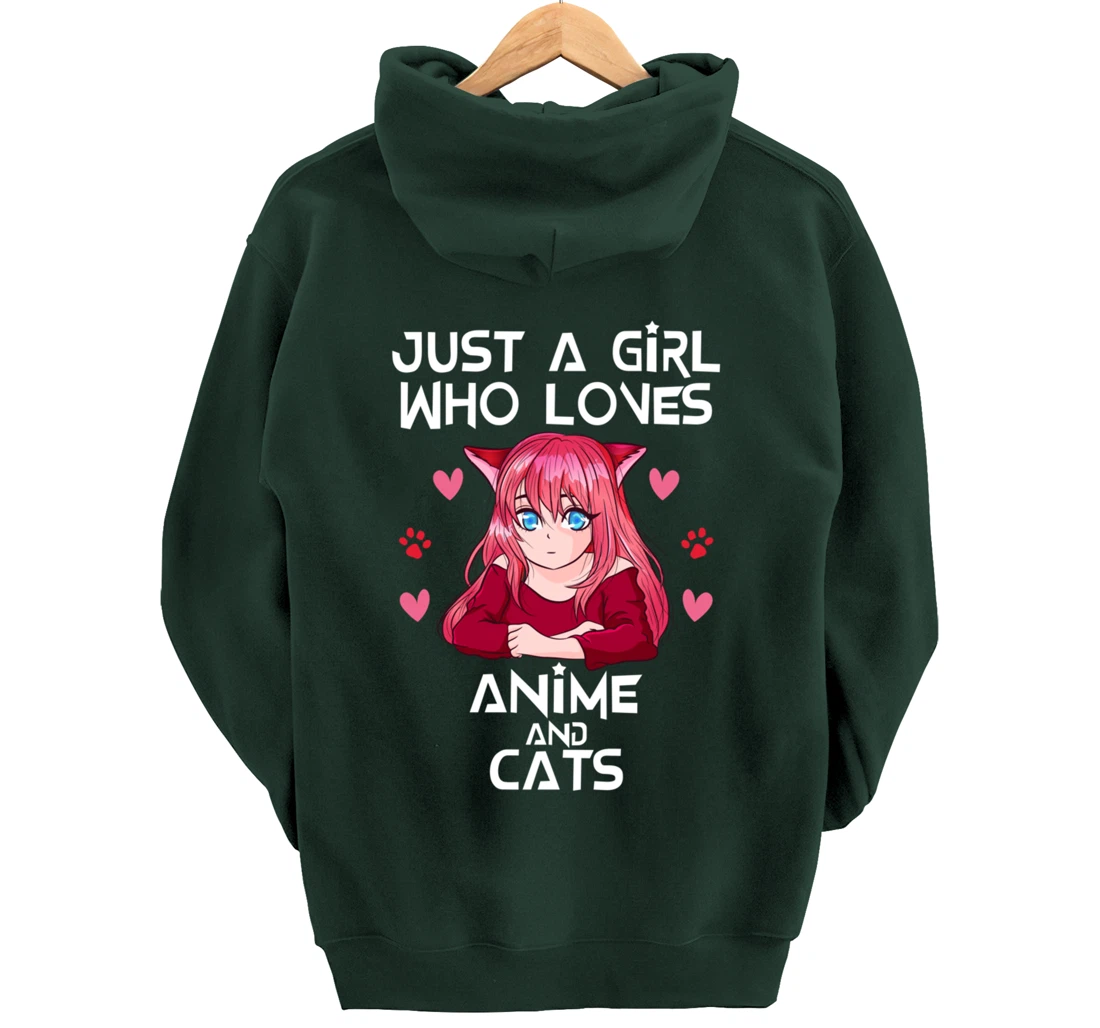 Anime and Cats - Just a Girl Who Loves Anime Pullover Hoodie