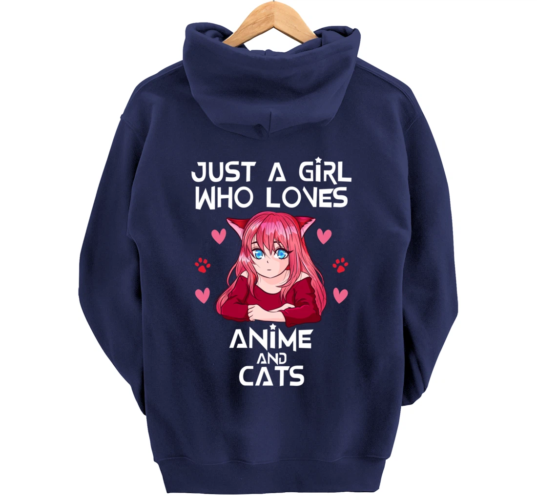 Anime and Cats - Just a Girl Who Loves Anime Pullover Hoodie