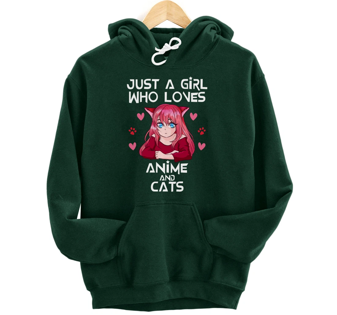 Anime and Cats - Just a Girl Who Loves Anime Pullover Hoodie