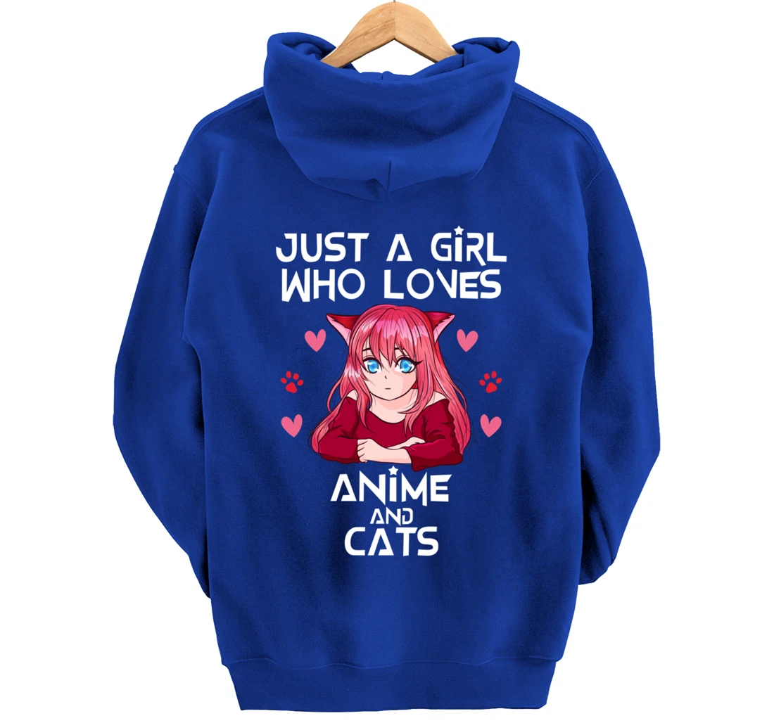 Anime and Cats - Just a Girl Who Loves Anime Pullover Hoodie