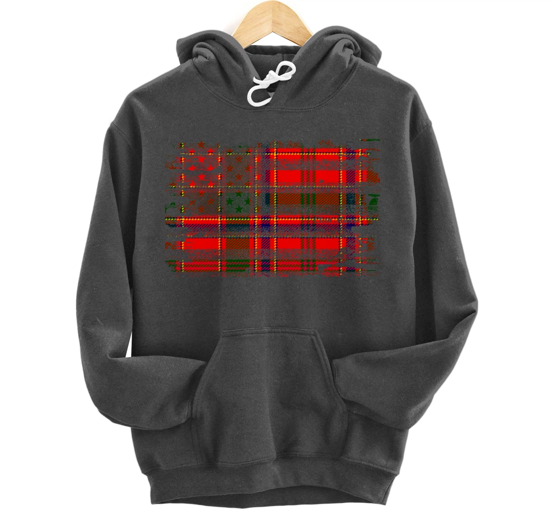 Clan Munro American Flag Scottish Tartan Pullover Hoodie