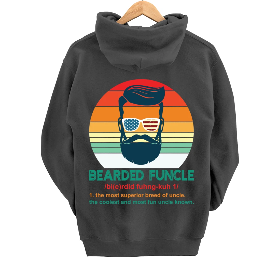 Bearded Funcle Definition Funny Uncle Retro Vintage Gift Pullover Hoodie