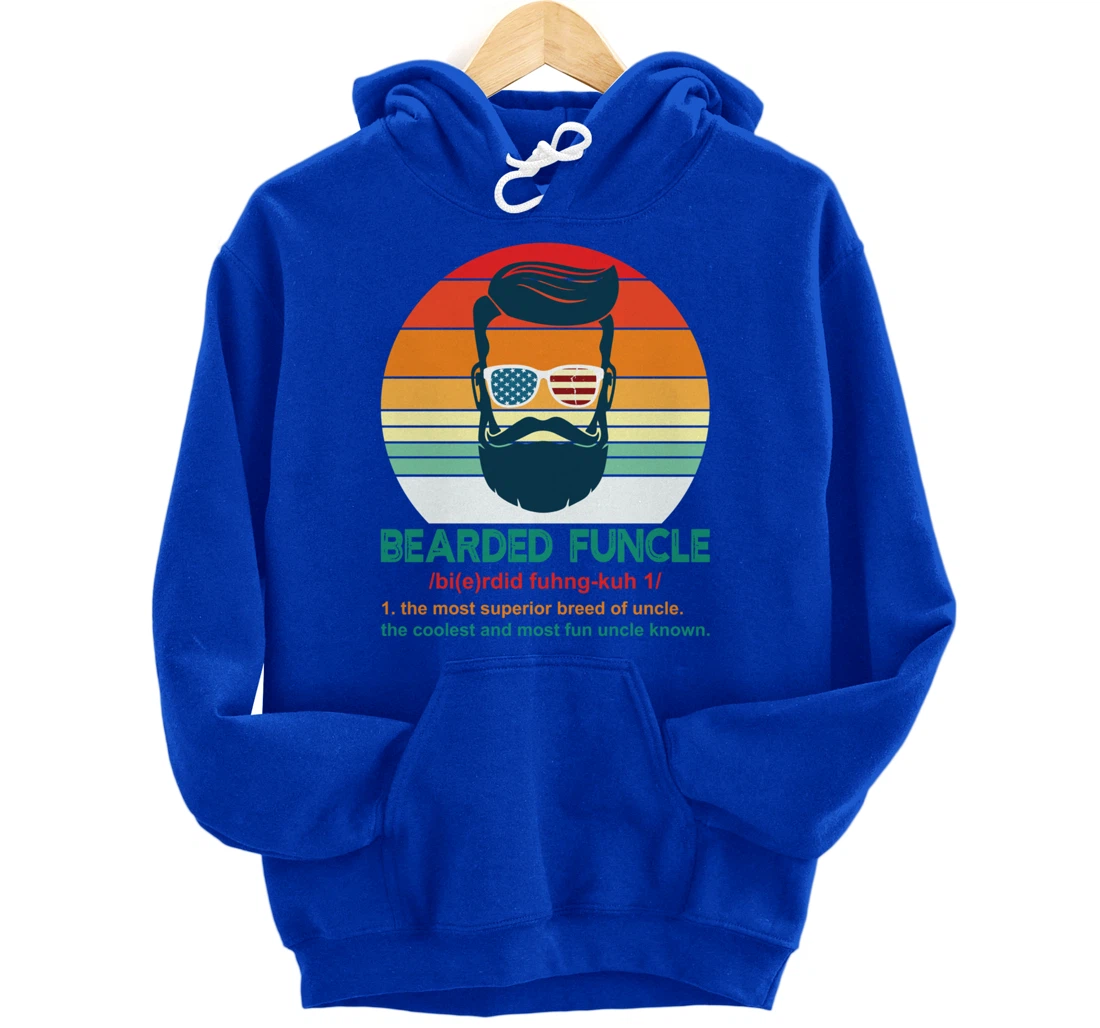 Bearded Funcle Definition Funny Uncle Retro Vintage Gift Pullover Hoodie