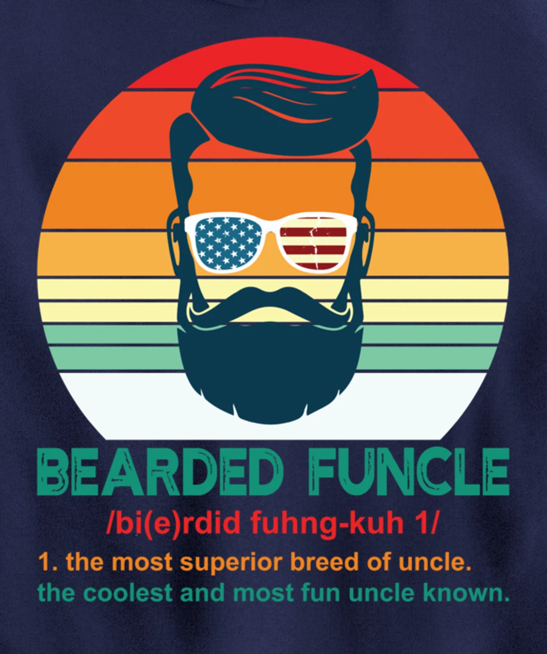 Bearded Funcle Definition Funny Uncle Retro Vintage Gift Pullover Hoodie