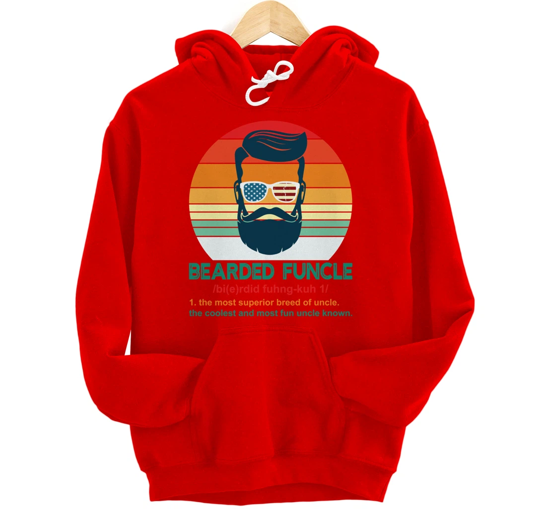 Bearded Funcle Definition Funny Uncle Retro Vintage Gift Pullover Hoodie