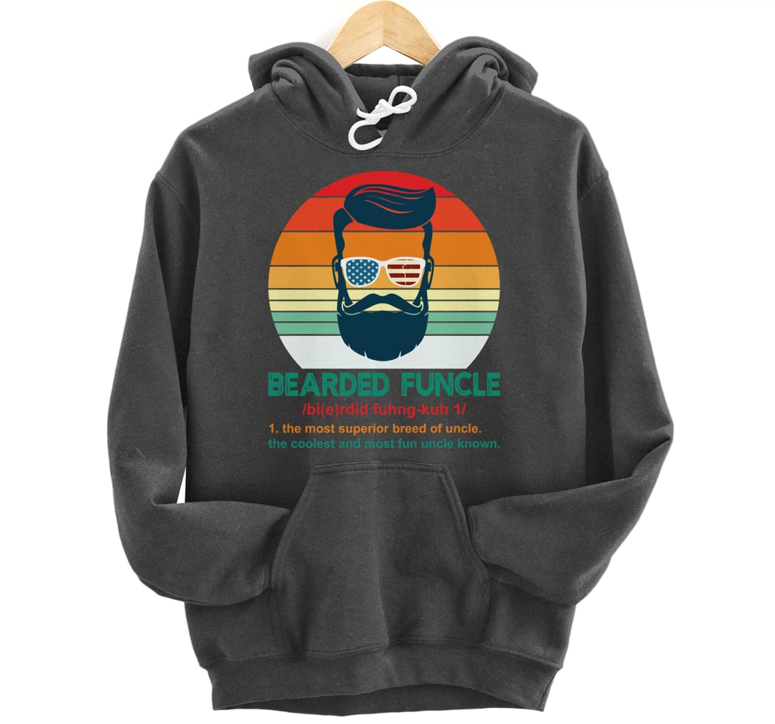 Bearded Funcle Definition Funny Uncle Retro Vintage Gift Pullover Hoodie