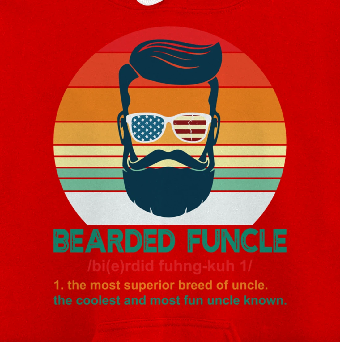 Bearded Funcle Definition Funny Uncle Retro Vintage Gift Pullover Hoodie