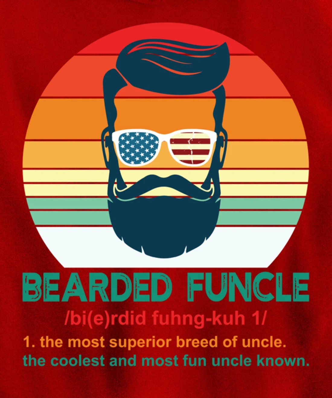 Bearded Funcle Definition Funny Uncle Retro Vintage Gift Pullover Hoodie