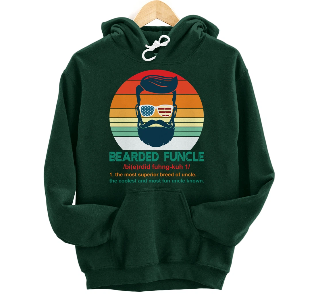 Bearded Funcle Definition Funny Uncle Retro Vintage Gift Pullover Hoodie