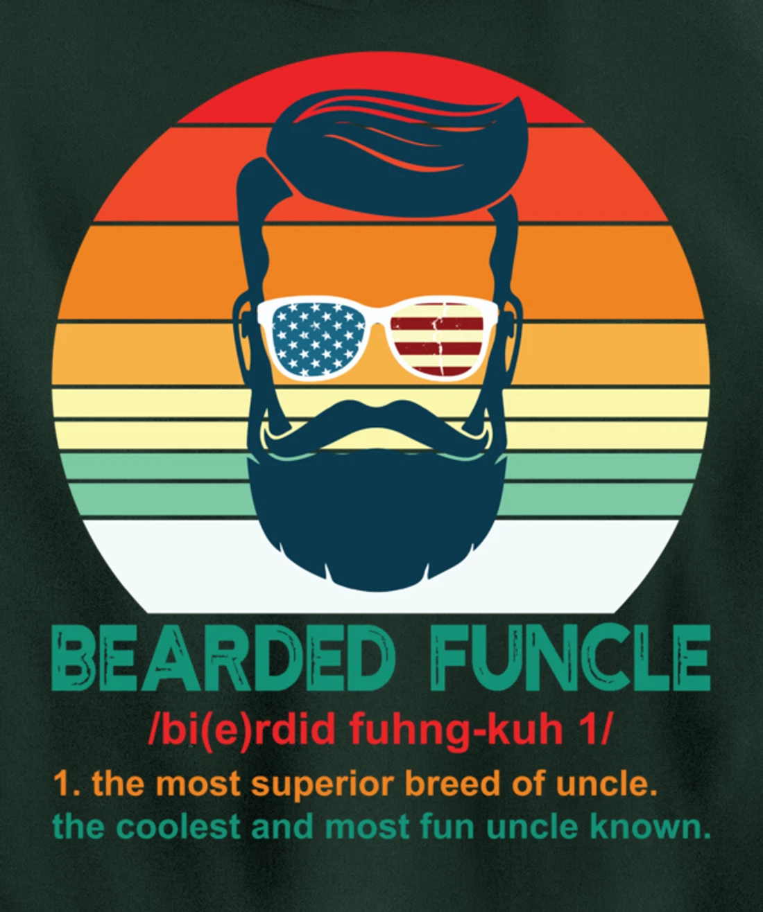 Bearded Funcle Definition Funny Uncle Retro Vintage Gift Pullover Hoodie