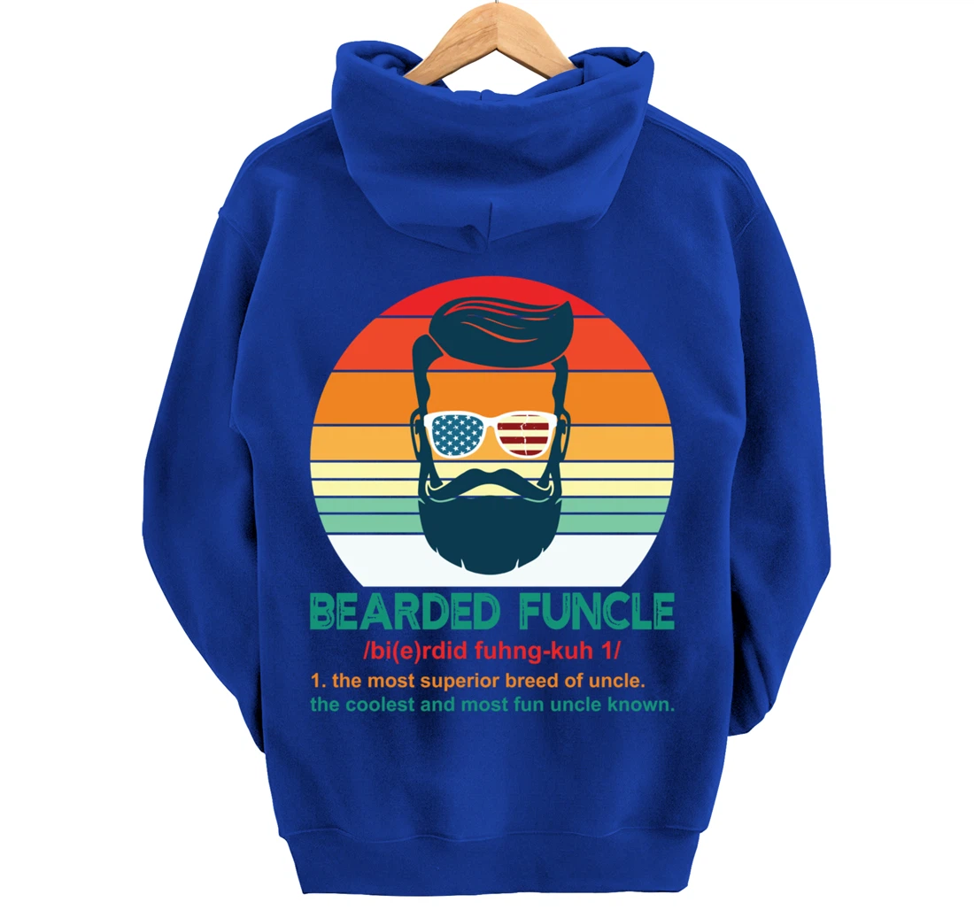 Bearded Funcle Definition Funny Uncle Retro Vintage Gift Pullover Hoodie