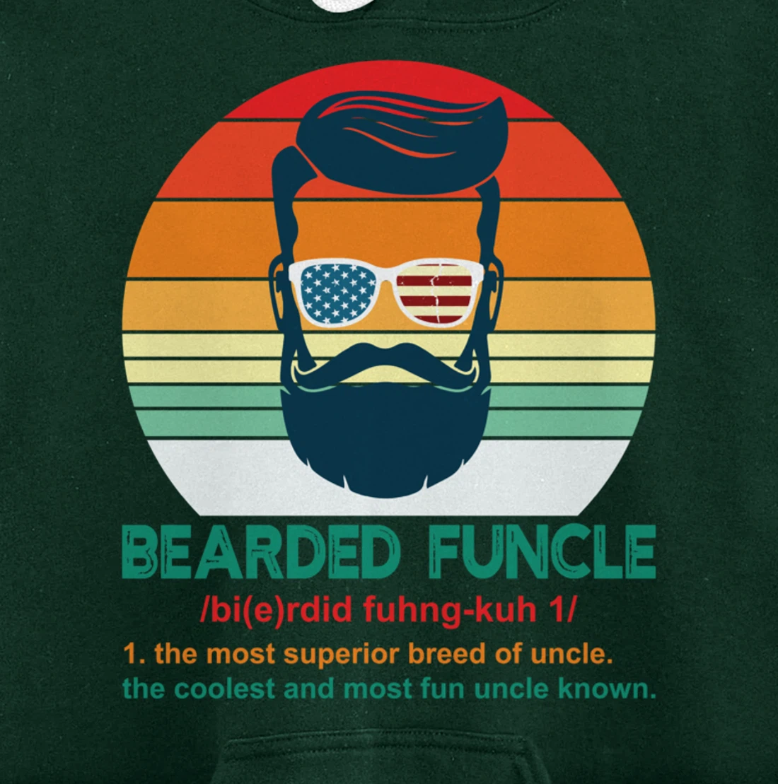 Bearded Funcle Definition Funny Uncle Retro Vintage Gift Pullover Hoodie