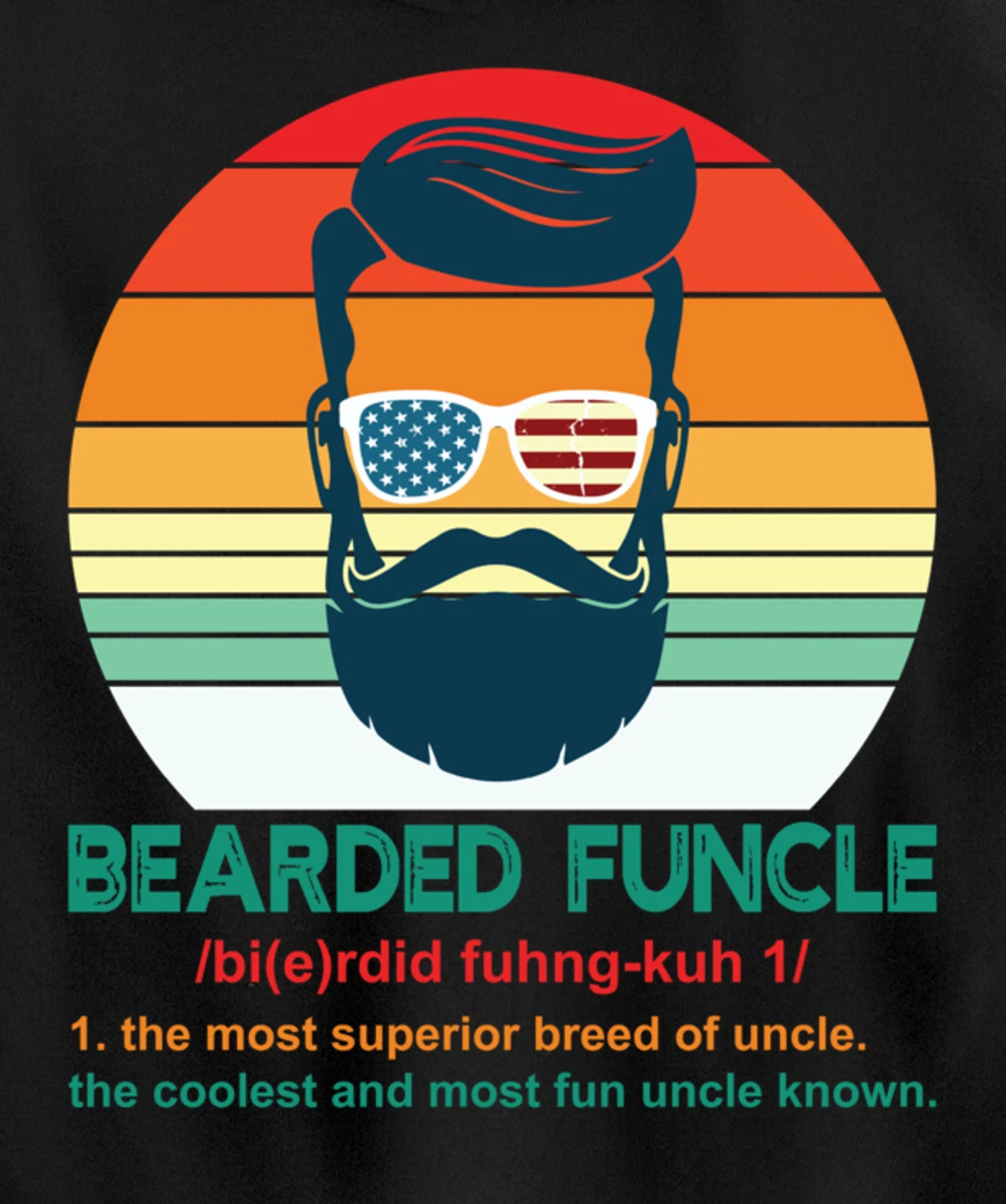 Bearded Funcle Definition Funny Uncle Retro Vintage Gift Pullover Hoodie