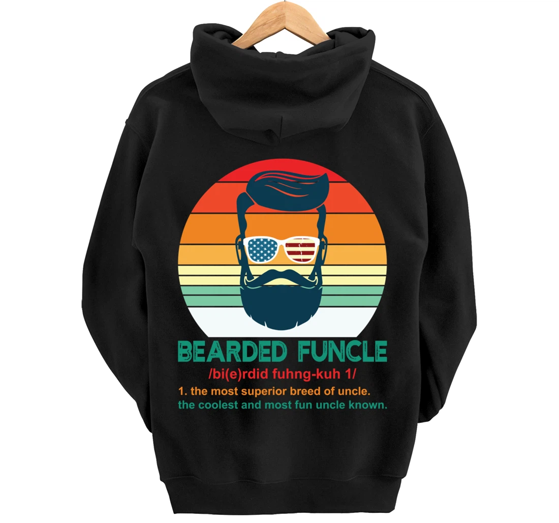Bearded Funcle Definition Funny Uncle Retro Vintage Gift Pullover Hoodie