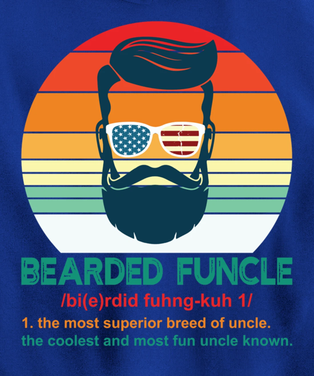 Bearded Funcle Definition Funny Uncle Retro Vintage Gift Pullover Hoodie
