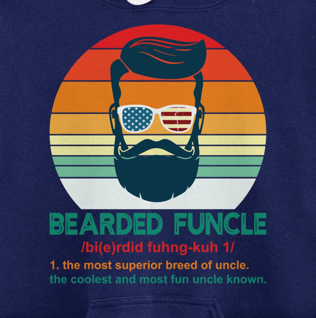 Bearded Funcle Definition Funny Uncle Retro Vintage Gift Pullover Hoodie