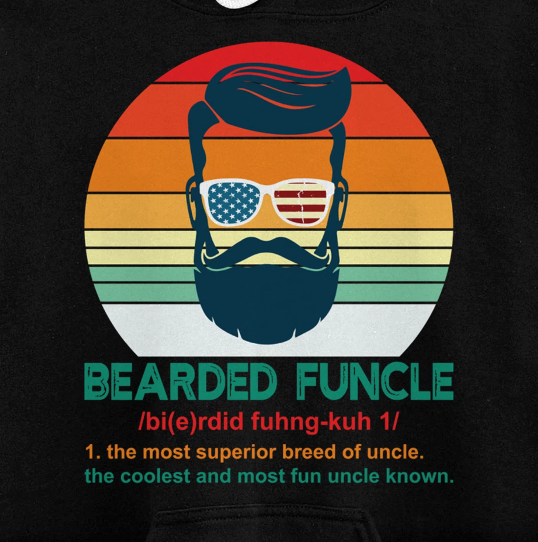 Bearded Funcle Definition Funny Uncle Retro Vintage Gift Pullover Hoodie