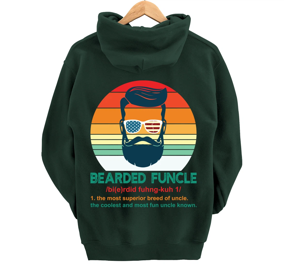 Bearded Funcle Definition Funny Uncle Retro Vintage Gift Pullover Hoodie