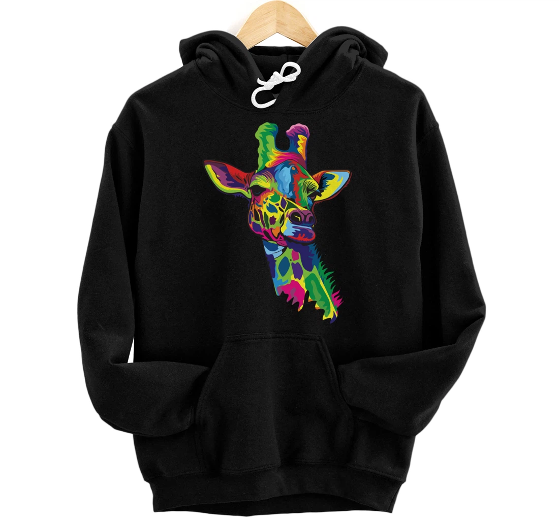 Giraffe Colorful Artistic Design For People Who Love Giraffe Pullover Hoodie