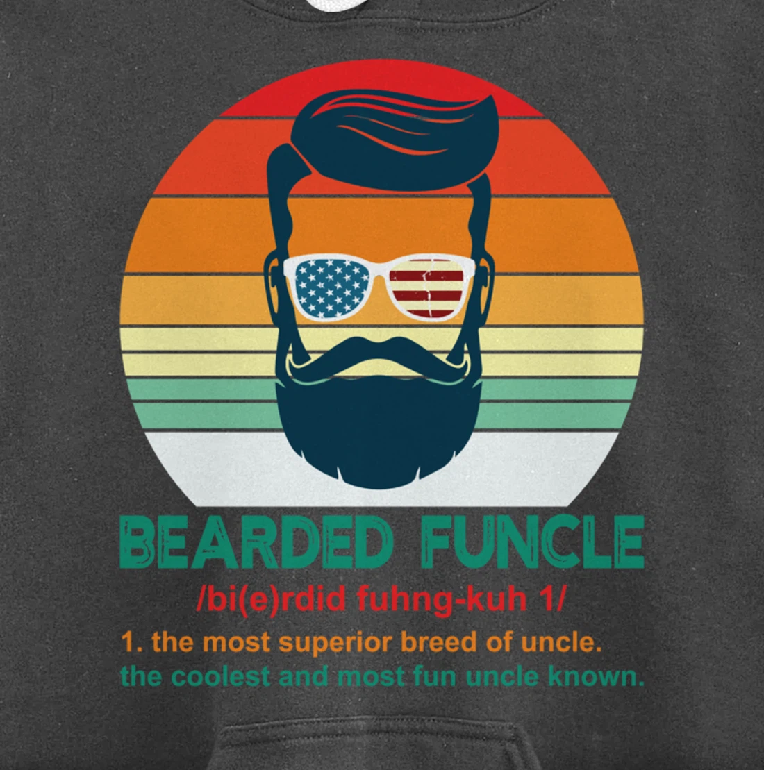 Bearded Funcle Definition Funny Uncle Retro Vintage Gift Pullover Hoodie