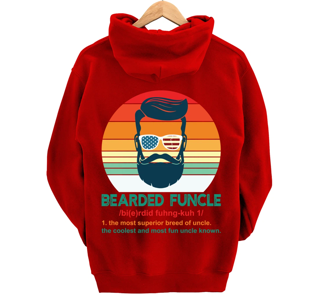 Bearded Funcle Definition Funny Uncle Retro Vintage Gift Pullover Hoodie