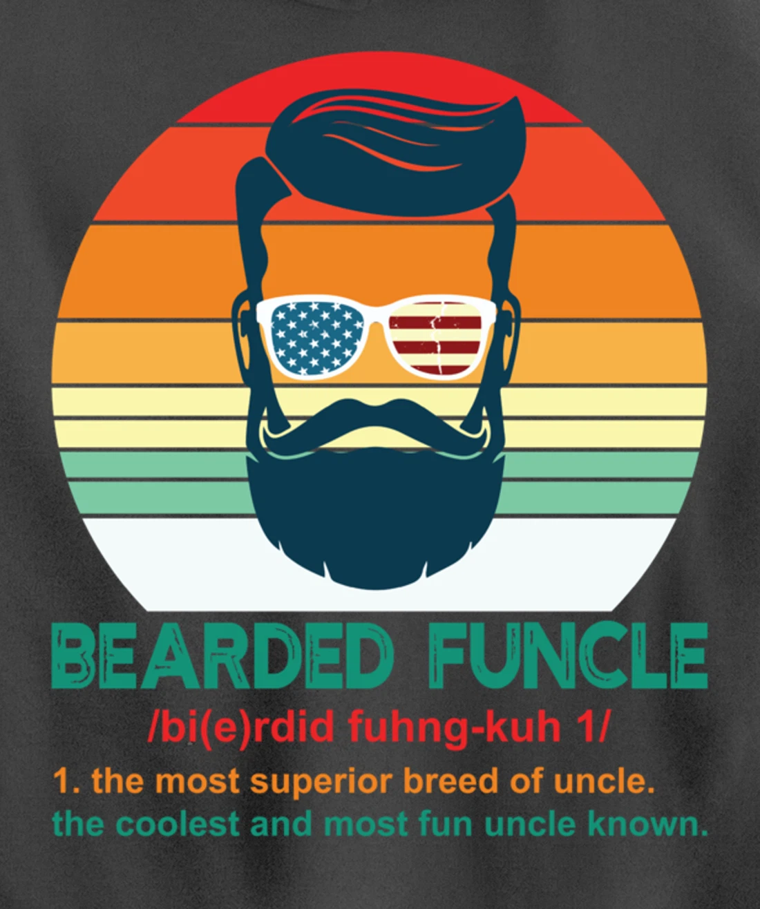 Bearded Funcle Definition Funny Uncle Retro Vintage Gift Pullover Hoodie