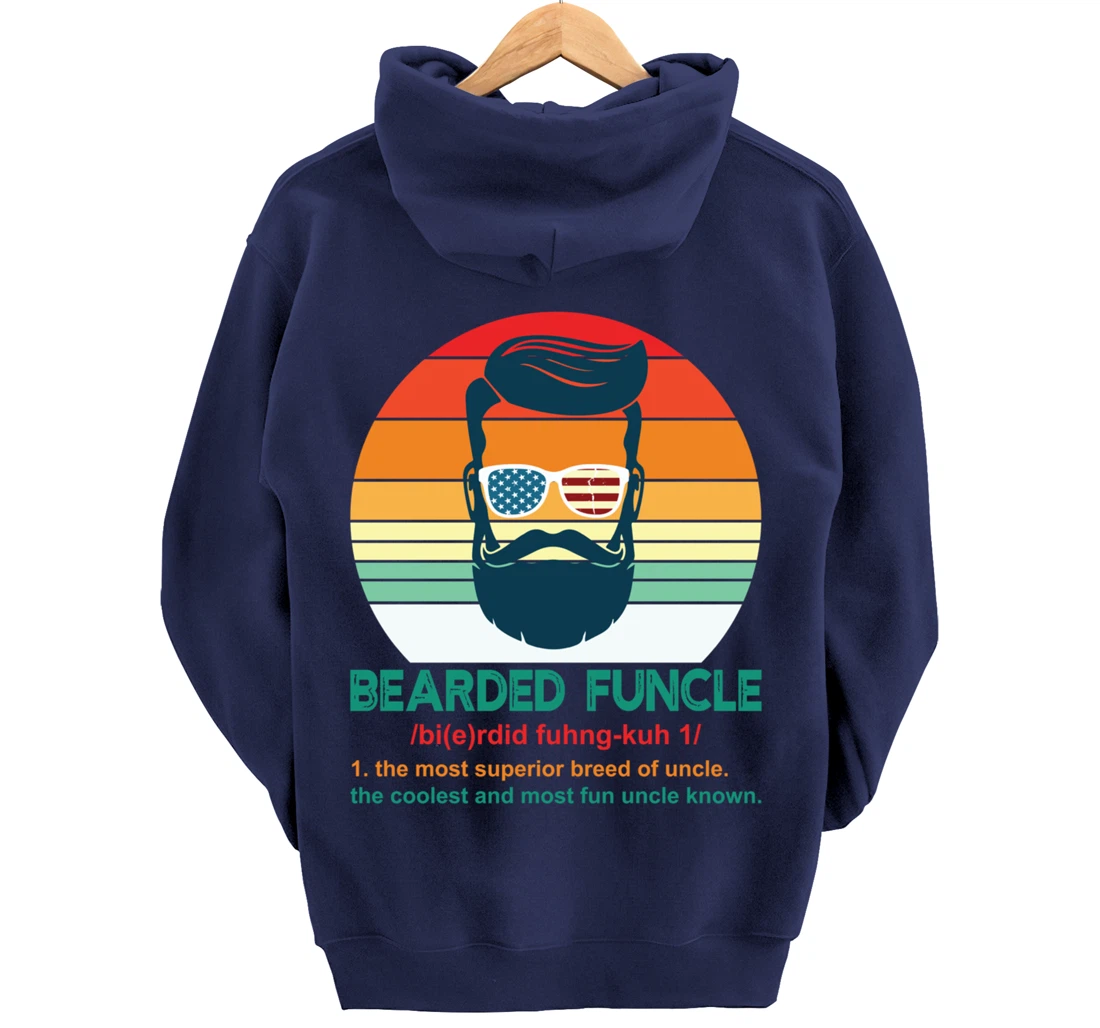 Bearded Funcle Definition Funny Uncle Retro Vintage Gift Pullover Hoodie