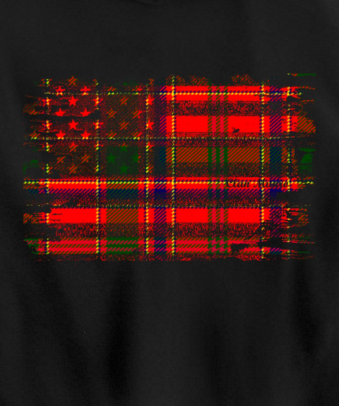 Clan Munro American Flag Scottish Tartan Pullover Hoodie
