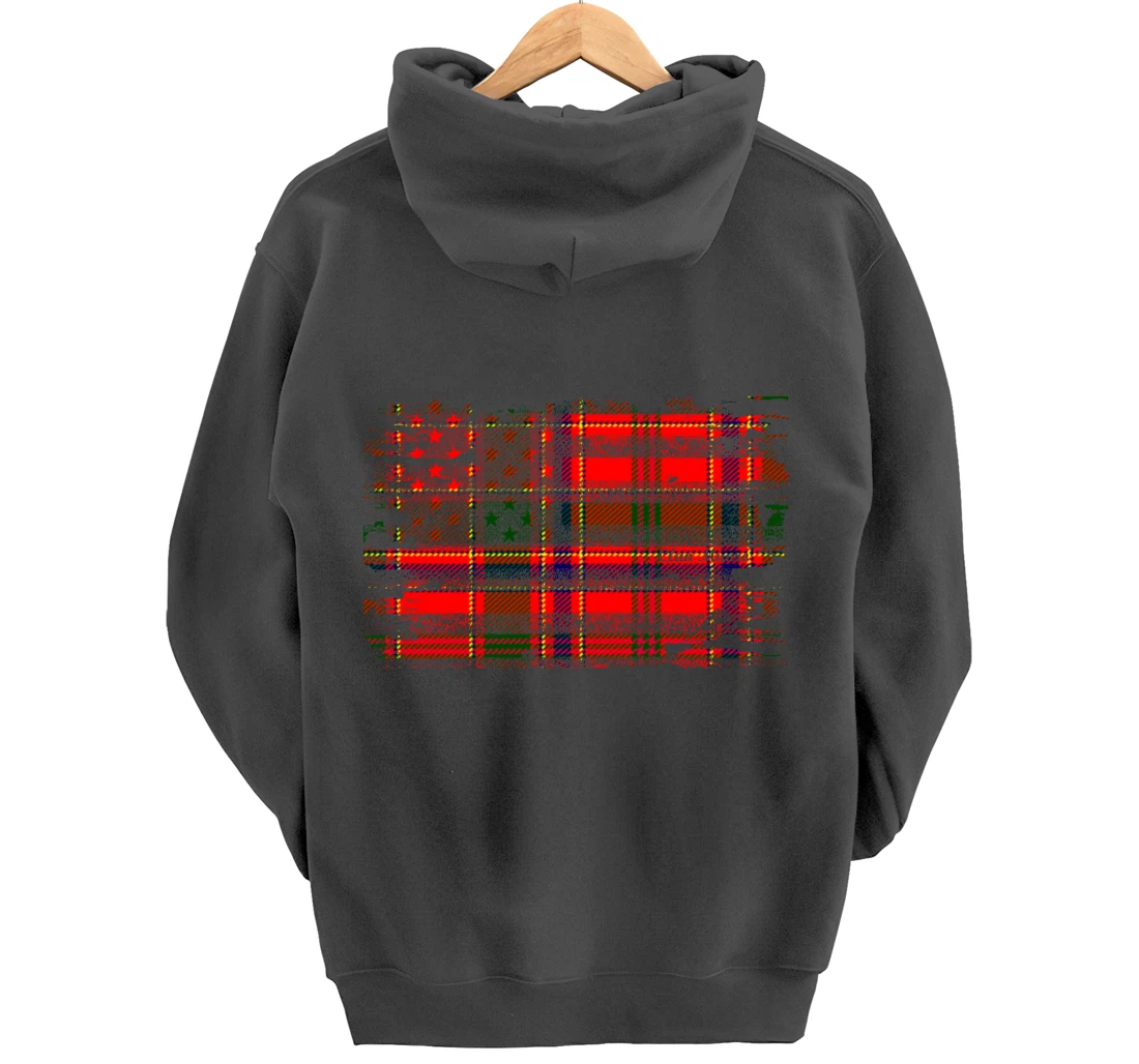 Clan Munro American Flag Scottish Tartan Pullover Hoodie