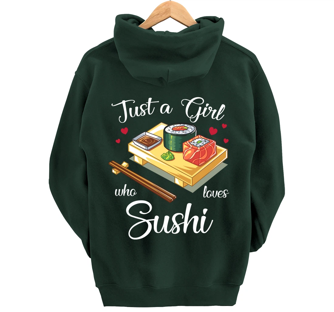 Just A Girl Who Loves Sushi Kawaii Sushi Japen Girls Family Pullover Hoodie