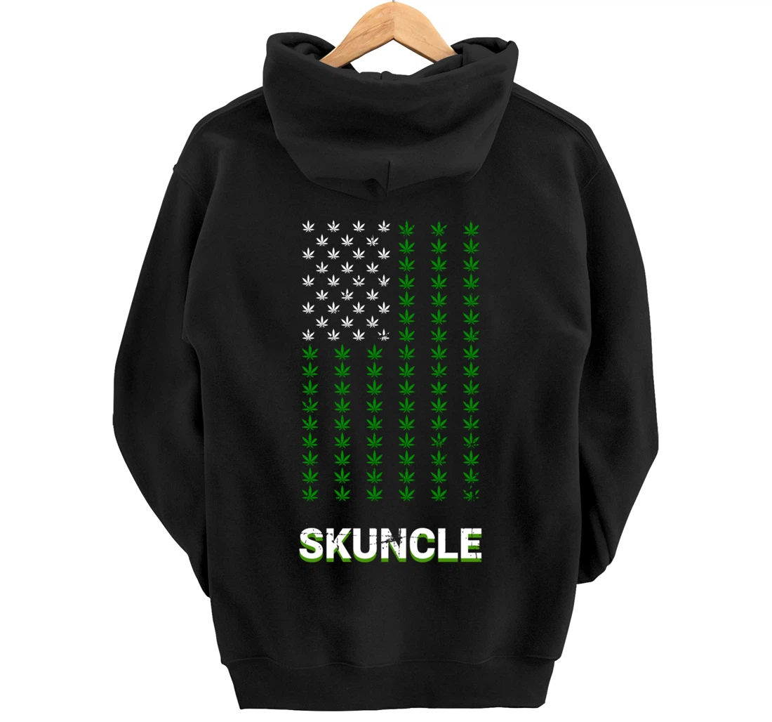 American Flag Marijuana Funny Smells Like Weed Skuncle Uncle Pullover Hoodie