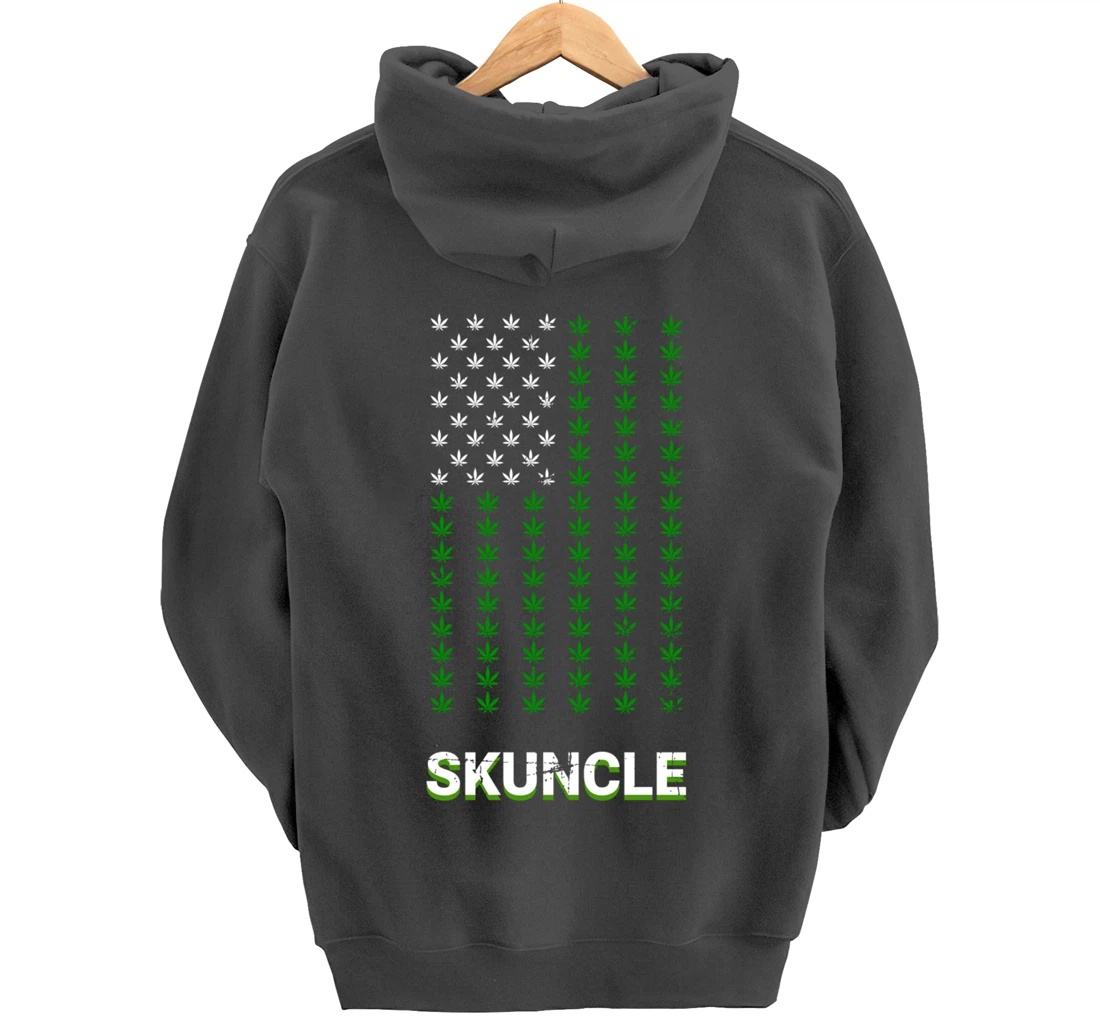 American Flag Marijuana Funny Smells Like Weed Skuncle Uncle Pullover Hoodie